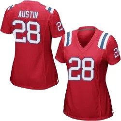 New England Patriots Women's Game Red Alternate Jersey (28 Alex Austin)