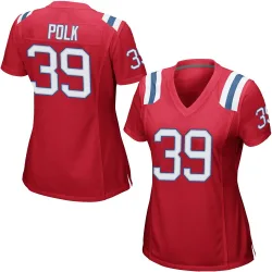 New England Patriots Women's Game Red Alternate Jersey (39 Jordan Polk)
