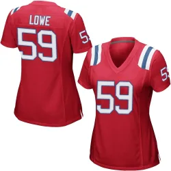 New England Patriots Women's Game Red Alternate Jersey (59 Vederian Lowe)