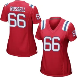 New England Patriots Women's Game Red Alternate Jersey (66 Jotham Russell)