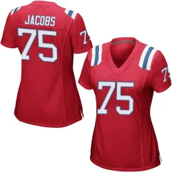 New England Patriots Women's Game Red Alternate Jersey (75 Demontrey Jacobs)