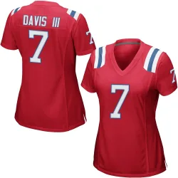 New England Patriots Women's Game Red Alternate Jersey (7 Carlton Davis III)