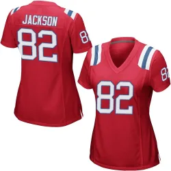 New England Patriots Women's Game Red Alternate Jersey (82 JaQuae Jackson)