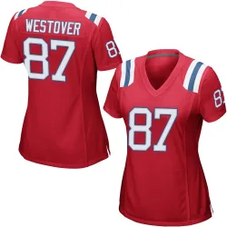 New England Patriots Women's Game Red Alternate Jersey (87 Jack Westover)