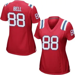 New England Patriots Women's Game Red Alternate Jersey (88 Jaheim Bell)