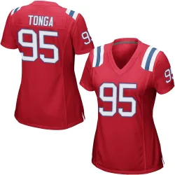 New England Patriots Women's Game Red Alternate Jersey (95 Khyiris Tonga)