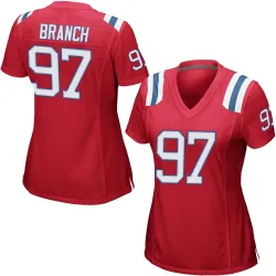 New England Patriots Women's Game Red Alternate Jersey (97 Alan Branch)