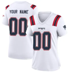 New England Patriots Women's Game White Jersey (00 Custom)