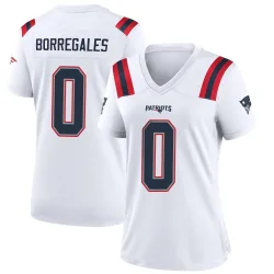 New England Patriots Women's Game White Jersey (0 Andres Borregales)