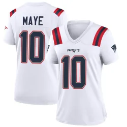 New England Patriots Women's Game White Jersey (10 Drake Maye)