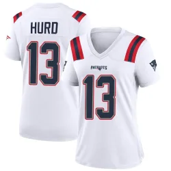 New England Patriots Women's Game White Jersey (13 Jalen Hurd)