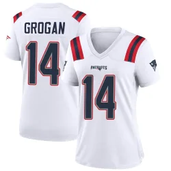 New England Patriots Women's Game White Jersey (14 Steve Grogan)