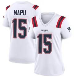 New England Patriots Women's Game White Jersey (15 Marte Mapu)