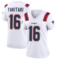 New England Patriots Women's Game White Jersey (16 Sione Takitaki)