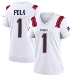 New England Patriots Women's Game White Jersey (1 Ja'Lynn Polk)