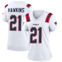 New England Patriots Women's Game White Jersey (21 Jaylinn Hawkins)