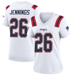 New England Patriots Women's Game White Jersey (26 Terrell Jennings)