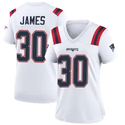 New England Patriots Women's Game White Jersey (30 DJ James)