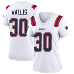 New England Patriots Women's Game White Jersey (30 David Wallis)