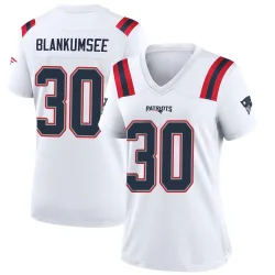 New England Patriots Women's Game White Jersey (30 Demeer Blankumsee)