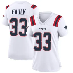 New England Patriots Women's Game White Jersey (33 Kevin Faulk)