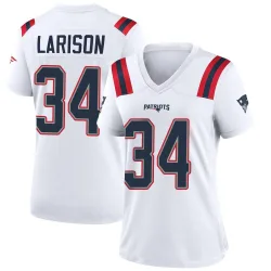 New England Patriots Women's Game White Jersey (34 Lan Larison)