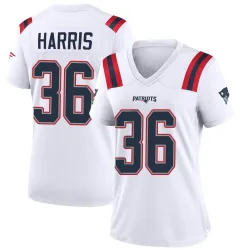 New England Patriots Women's Game White Jersey (36 Kevin Harris)