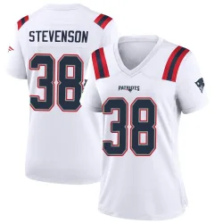New England Patriots Women's Game White Jersey (38 Rhamondre Stevenson)