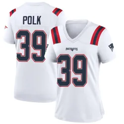 New England Patriots Women's Game White Jersey (39 Jordan Polk)