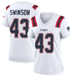 New England Patriots Women's Game White Jersey (43 Bradyn Swinson)