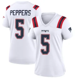 New England Patriots Women's Game White Jersey (5 Jabrill Peppers)