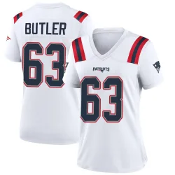 New England Patriots Women's Game White Jersey (63 Mehki Butler)