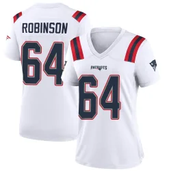 New England Patriots Women's Game White Jersey (64 Layden Robinson)