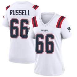 New England Patriots Women's Game White Jersey (66 Jotham Russell)