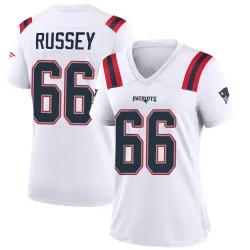 New England Patriots Women's Game White Jersey (66 Kody Russey)