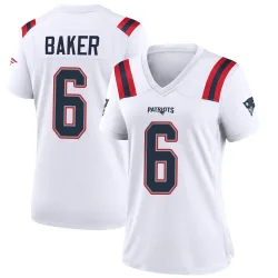 New England Patriots Women's Game White Jersey (6 Javon Baker)