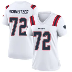 New England Patriots Women's Game White Jersey (72 Wes Schweitzer)