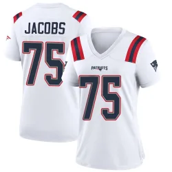 New England Patriots Women's Game White Jersey (75 Demontrey Jacobs)