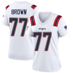 New England Patriots Women's Game White Jersey (77 Ben Brown)