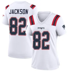 New England Patriots Women's Game White Jersey (82 JaQuae Jackson)