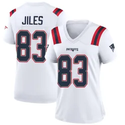 New England Patriots Women's Game White Jersey (83 John Jiles)