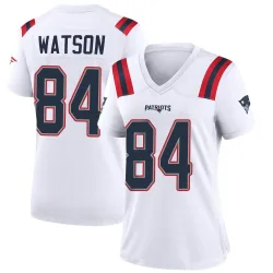 New England Patriots Women's Game White Jersey (84 Benjamin Watson)