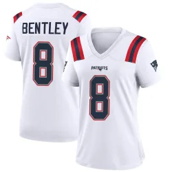 New England Patriots Women's Game White Jersey (8 Ja'Whaun Bentley)