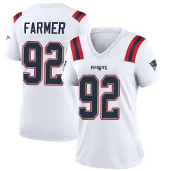 New England Patriots Women's Game White Jersey (92 Joshua Farmer)