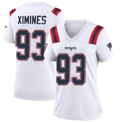 New England Patriots Women's Game White Jersey (93 Oshane Ximines)