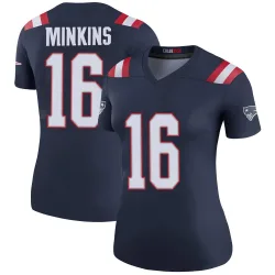 New England Patriots Women's Legend Navy Color Rush Jersey (16 Josh Minkins)