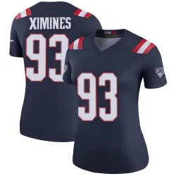 New England Patriots Women's Legend Navy Color Rush Jersey (93 Oshane Ximines)