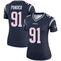New England Patriots Women's Legend Navy Jersey (91 Elijah Ponder)