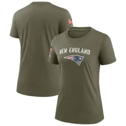 New England Patriots Women's Legend Olive 2022 Salute To Service T-Shirt