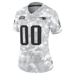 New England Patriots Women's Limited Arctic Camo 2024 Salute to Service Jersey (00 Custom)